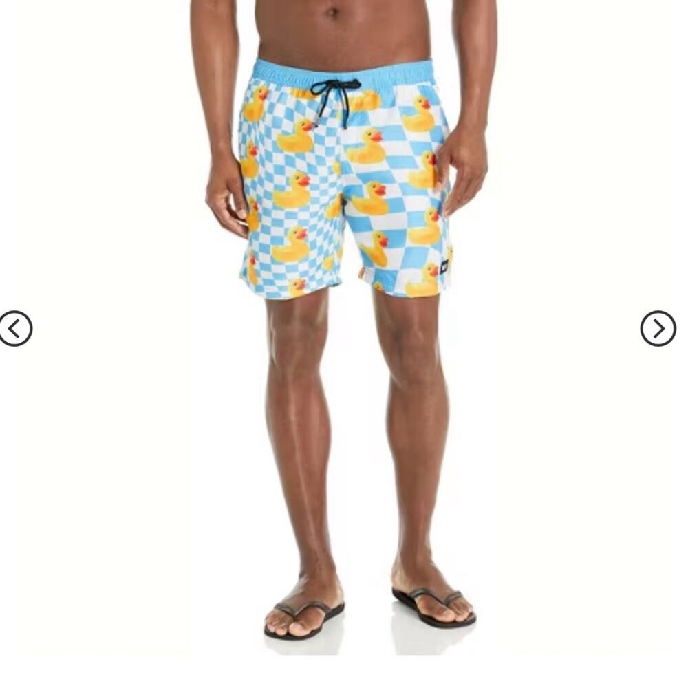 Neff Men's Checkered Ducky Blue and Yellow Board Shorts Swimwear NEW 4XL
